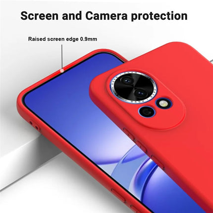For Huawei nova 12 5G Case Liquid Silicone Phone Back Cover with Hand Strap