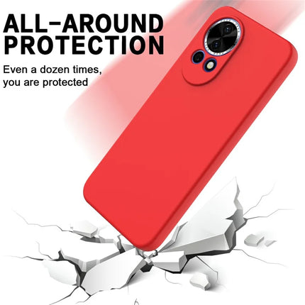 For Huawei nova 12 5G Case Liquid Silicone Phone Back Cover with Hand Strap
