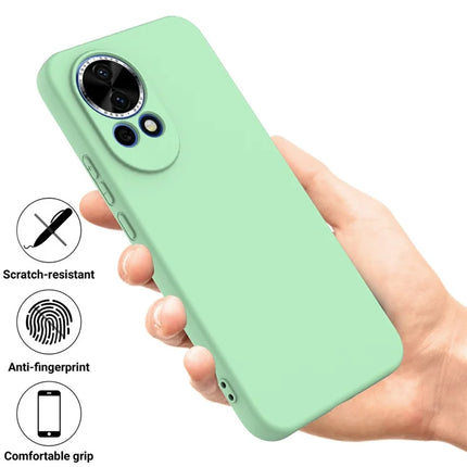 For Huawei nova 12 5G Case Liquid Silicone Phone Back Cover with Hand Strap