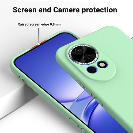 For Huawei nova 12 5G Case Liquid Silicone Phone Back Cover with Hand Strap