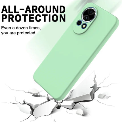 For Huawei nova 12 5G Case Liquid Silicone Phone Back Cover with Hand Strap