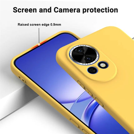 For Huawei nova 12 5G Case Liquid Silicone Phone Back Cover with Hand Strap