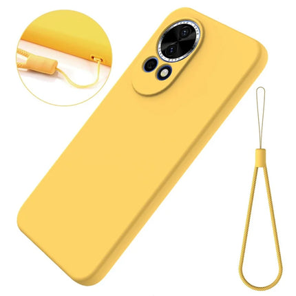 For Huawei nova 12 5G Case Liquid Silicone Phone Back Cover with Hand Strap