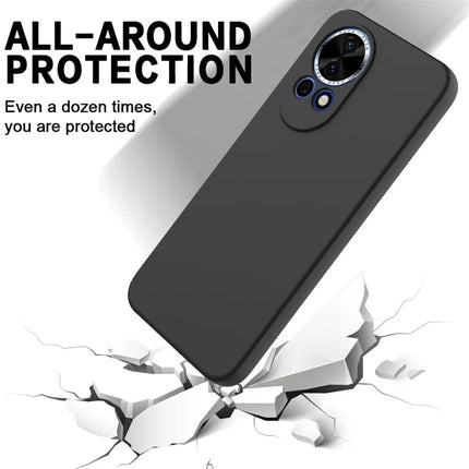 For Huawei nova 12 5G Case Liquid Silicone Phone Back Cover with Hand Strap
