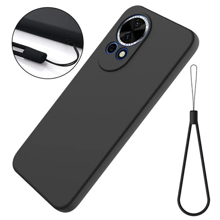 For Huawei nova 12 5G Case Liquid Silicone Phone Back Cover with Hand Strap