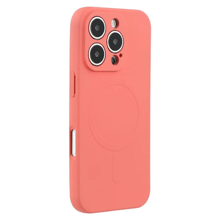 For iPhone 16 Pro Max Case Compatible with MagSafe Shockproof TPU Phone Cover - Camellia Red
