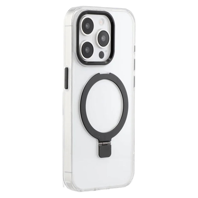 For iPhone 15 Pro Case Compatible with MagSafe Kickstand TPU + PC Clear Phone Cover - Black