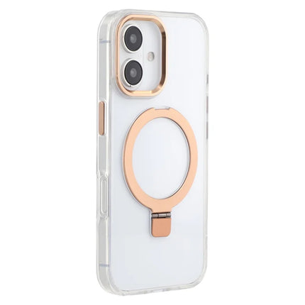 For iPhone 16 Case Compatible with MagSafe Kickstand TPU + PC Clear Phone Cover - Gold