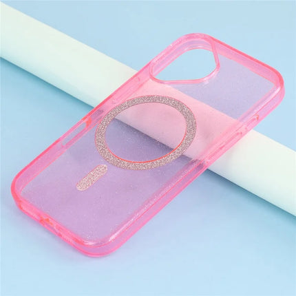 For iPhone 16 Plus Case Compatible with MagSafe 2.0mm PC + TPU Glitter Phone Cover