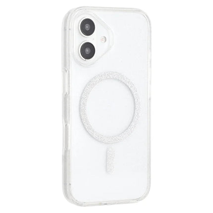 For iPhone 16 Plus Case Compatible with MagSafe 2.0mm PC + TPU Glitter Phone Cover - Transparent