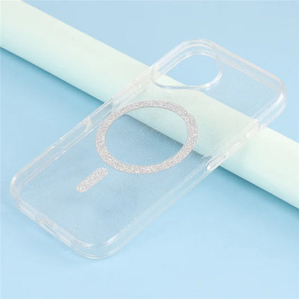 For iPhone 16 Plus Case Compatible with MagSafe 2.0mm PC + TPU Glitter Phone Cover