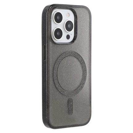 For iPhone 15 Pro Case Compatible with MagSafe 2.0mm PC + TPU Glitter Phone Cover - Black