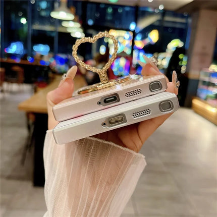For Samsung Galaxy S23 Ultra Magnetic Case Heart Shape Kickstand TPU + PC Phone Cover Flower Butterfly Pattern