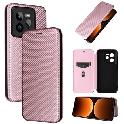 For Realme GT 7 Pro 5G Case Carbon Fiber Texture Drop-Proof PU Leather Phone Cover