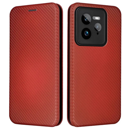 For Realme GT 7 Pro 5G Case Carbon Fiber Texture Drop-Proof PU Leather Phone Cover - Brown