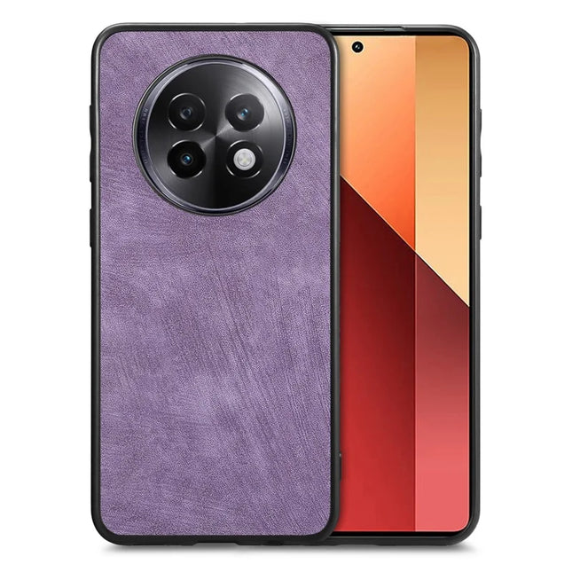 For Realme 13+ 5G Case Shockproof Slim Retro Leather Phone Back Cover - Purple