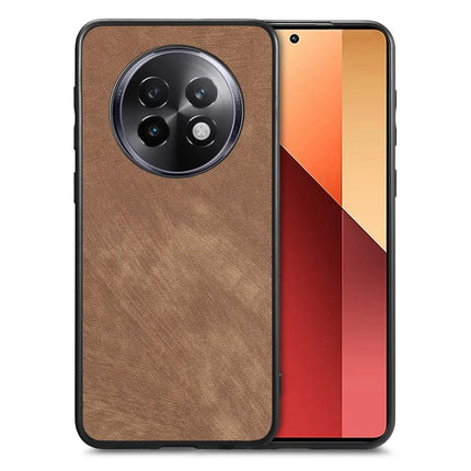 For Realme 13+ 5G Case Shockproof Slim Retro Leather Phone Back Cover - Brown