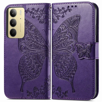 For Realme C75 Case with Strap Butterfly Pattern PU Leather Wallet Phone Cover