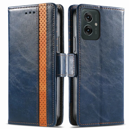 For Motorola Moto G55 5G Case CASENEO 002 Series RFID Blocking Leather Wallet Stand Phone Cover