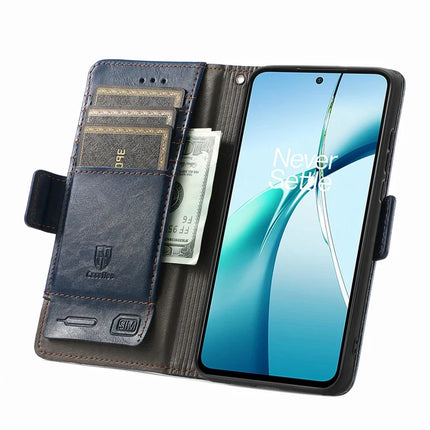 For Motorola Moto G55 5G Case CASENEO 002 Series RFID Blocking Leather Wallet Stand Phone Cover