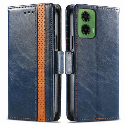 For Motorola Moto G35 5G Case CASENEO 002 Series RFID Blocking Leather Wallet Stand Phone Cover