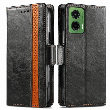 For Motorola Moto G35 5G Case CASENEO 002 Series RFID Blocking Leather Wallet Stand Phone Cover