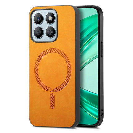For Honor X8b 4G Leather Back Case Compatible with MagSafe Skin-touch Phone Cover - Yellow
