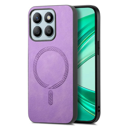 For Honor X8b 4G Leather Back Case Compatible with MagSafe Skin-touch Phone Cover - Purple