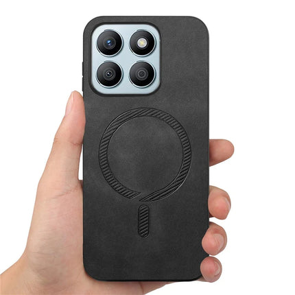For Honor X8b 4G Leather Back Case Compatible with MagSafe Skin-touch Phone Cover