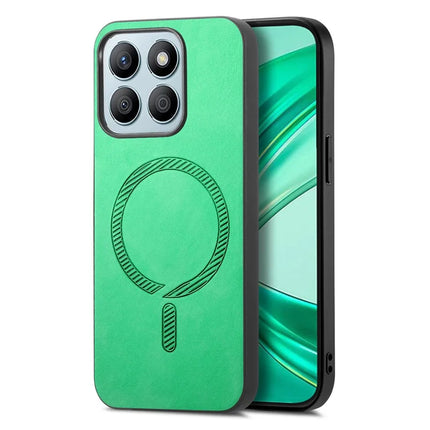For Honor X8b 4G Leather Back Case Compatible with MagSafe Skin-touch Phone Cover - Green