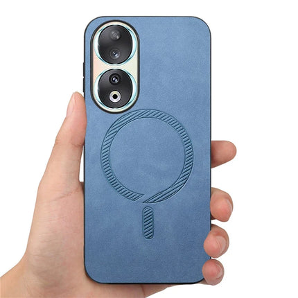 For Honor 90 Leather Back Case Compatible with MagSafe Skin-touch Phone Cover