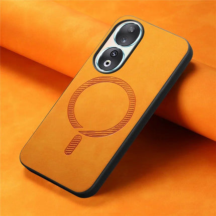 For Honor 90 Leather Back Case Compatible with MagSafe Skin-touch Phone Cover