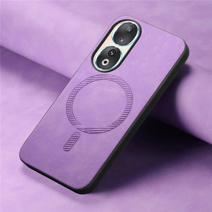 For Honor 90 Leather Back Case Compatible with MagSafe Skin-touch Phone Cover