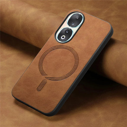 For Honor 90 Leather Back Case Compatible with MagSafe Skin-touch Phone Cover