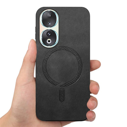 For Honor 90 Leather Back Case Compatible with MagSafe Skin-touch Phone Cover