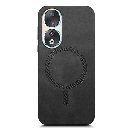 For Honor 90 Leather Back Case Compatible with MagSafe Skin-touch Phone Cover