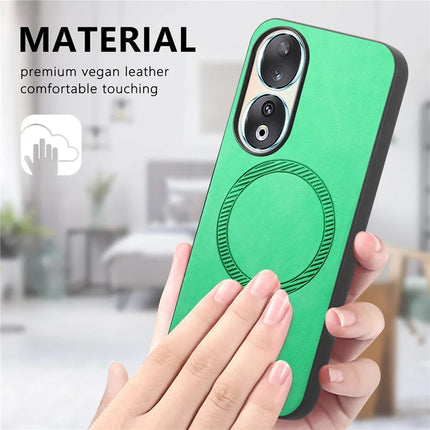 For Honor 90 Leather Back Case Compatible with MagSafe Skin-touch Phone Cover