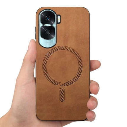 For Honor X50i 5G Leather Back Case Compatible with MagSafe Skin-touch Phone Cover