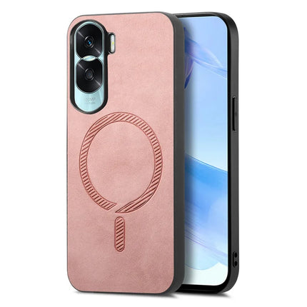 For Honor X50i 5G Leather Back Case Compatible with MagSafe Skin-touch Phone Cover - Pink