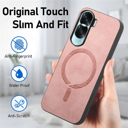 For Honor X50i 5G Leather Back Case Compatible with MagSafe Skin-touch Phone Cover