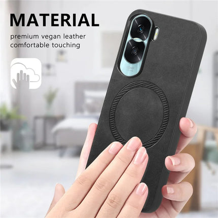 For Honor X50i 5G Leather Back Case Compatible with MagSafe Skin-touch Phone Cover