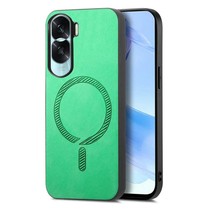 For Honor X50i 5G Leather Back Case Compatible with MagSafe Skin-touch Phone Cover - Green