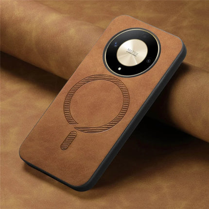 For Honor X9b 5G Leather Back Case Compatible with MagSafe Skin-touch Phone Cover