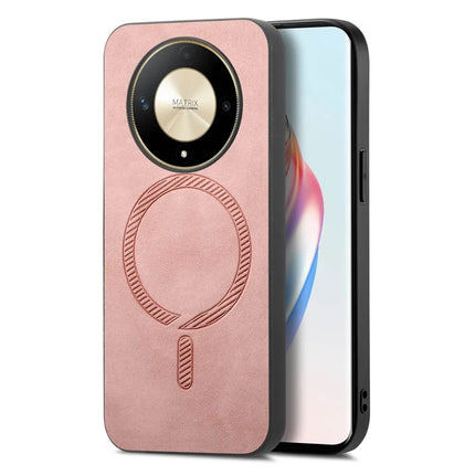 For Honor X9b 5G Leather Back Case Compatible with MagSafe Skin-touch Phone Cover - Pink