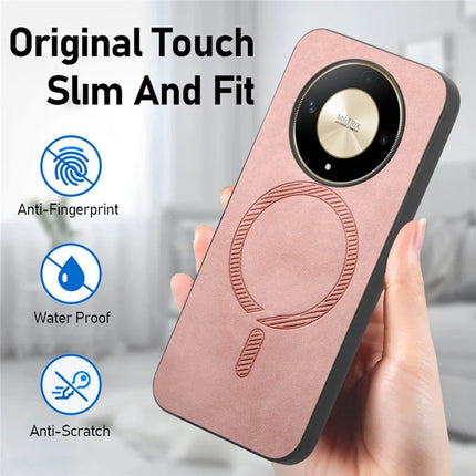 For Honor X9b 5G Leather Back Case Compatible with MagSafe Skin-touch Phone Cover