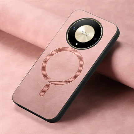 For Honor X9b 5G Leather Back Case Compatible with MagSafe Skin-touch Phone Cover