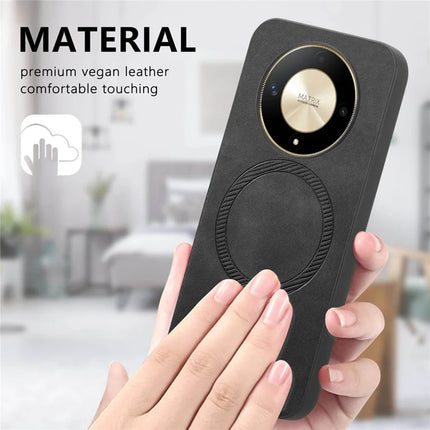 For Honor X9b 5G Leather Back Case Compatible with MagSafe Skin-touch Phone Cover