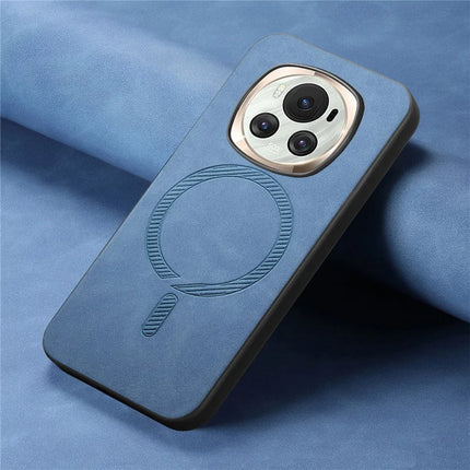 For Honor Magic6 5G Leather Back Case Compatible with MagSafe Skin-touch Phone Cover