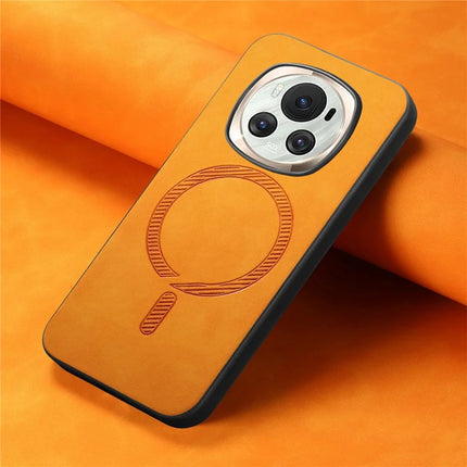 For Honor Magic6 5G Leather Back Case Compatible with MagSafe Skin-touch Phone Cover