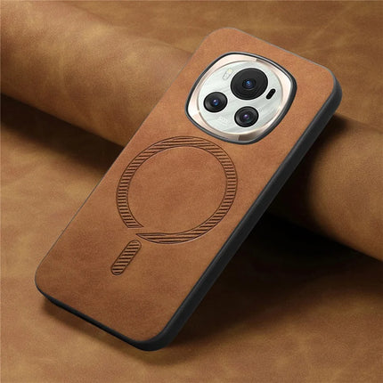 For Honor Magic6 5G Leather Back Case Compatible with MagSafe Skin-touch Phone Cover